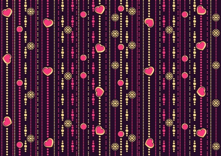 seamless pattern with the hearts on a dark background のイラスト素材