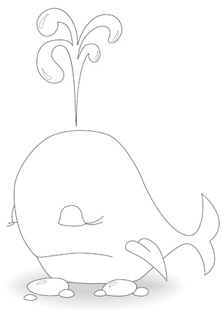 sad whale isolated on white backgroundのイラスト素材