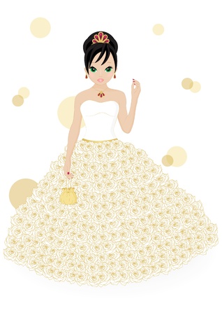 girl in a white dress isolated on white backgroundのイラスト素材