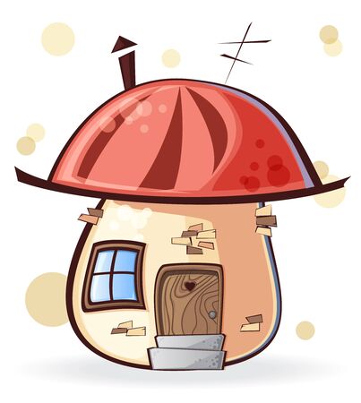 cartoon home with the windows and the door isolated on white backgroundのイラスト素材