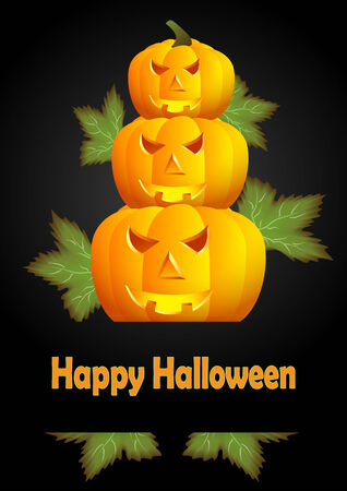 greeting card for Halloween with pumpkinsのイラスト素材