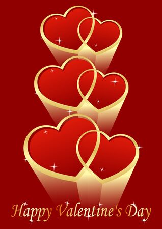 greeting card with hearts on a red background Valentine's Dayのイラスト素材
