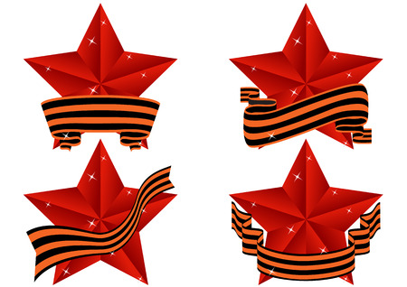 set of stylized stars on white backgroundのイラスト素材