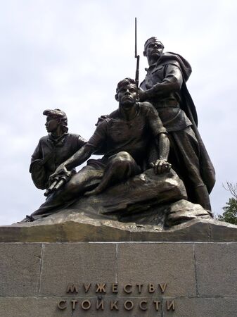 the monument to the heroes of the Komsomol in Sevastopol on the background of skyのeditorial素材
