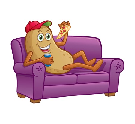 Couch Potato Relaxing with Pizzaのイラスト素材