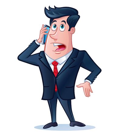 Business Man Talking On His Cell Phoneのイラスト素材