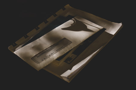 A stack of paper sheets and a pen on a black background.