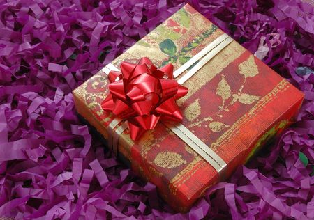 gift box on purple background