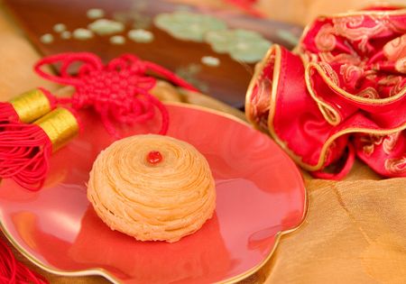Chinese moon cake and tea-- food for Chinese mid-autumn festival