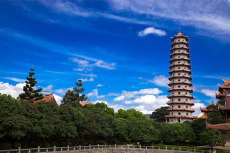 Chinese Pagoda of  Xichan temple in Fuzhou,China. Xichan temple dating from thousand years ago is very famous place for  buddhism in southeast of China.の写真素材