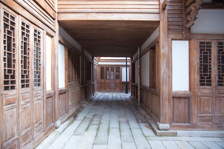 Typical southeastern  chinese courtyard building with a architectural style of the Ming and Qing Dynastiesの写真素材