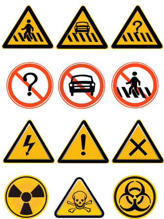 element - a group of warning sign,isolated on white background のイラスト素材