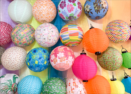 Traditional colorful sphere paper lanterns for sale