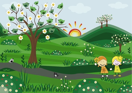 Rural landscapeのイラスト素材