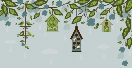 Birds and cagesのイラスト素材