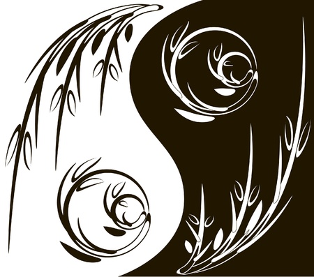 Yin Yang symbol made of branchesのイラスト素材