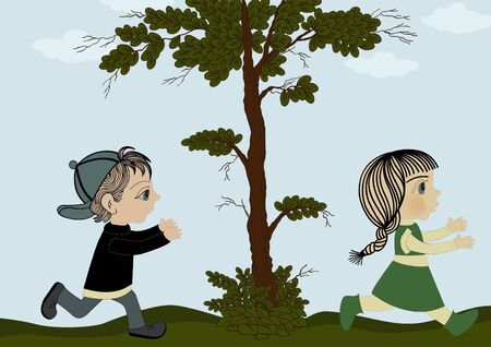 Kids outdoorsのイラスト素材