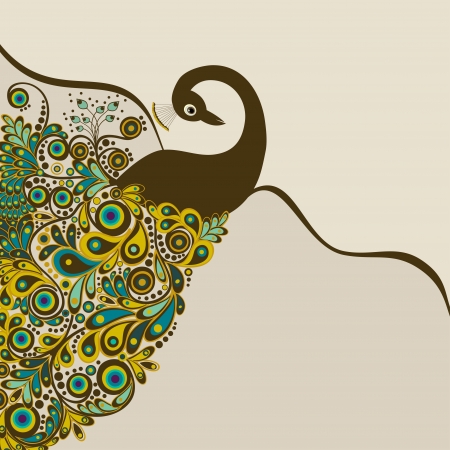 Peacock cardのイラスト素材