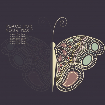 Greeting card with  a colorful abstract butterfly and place for textのイラスト素材