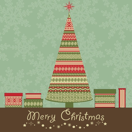 Christmas  background with abstract tree and gift packsのイラスト素材