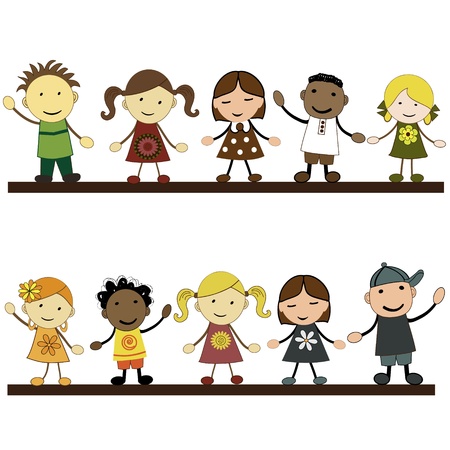  Girls and boys, white background, vector illustrationのイラスト素材