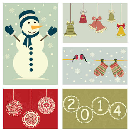  Set of  Christmas retro banners in vectorのイラスト素材