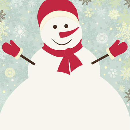 Christmas card with snowflake and snowmen vector illustrationのイラスト素材