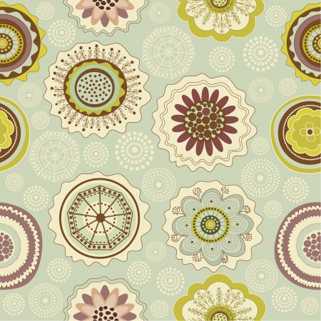 Seamless colorful floral pattern on blue のイラスト素材