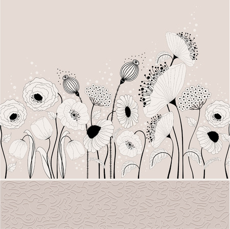 Abstract illustration with spring flowers のイラスト素材