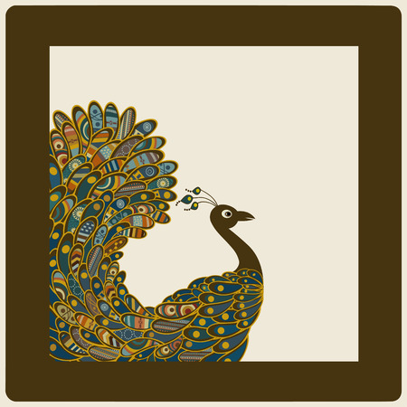 Card with abstract colorful peacock のイラスト素材
