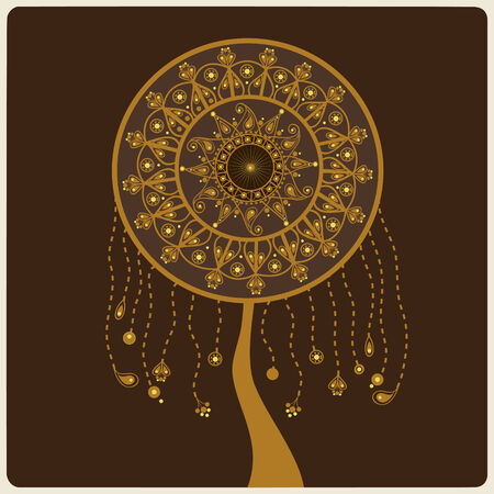 Abstract stylized tree on brown backgroundのイラスト素材