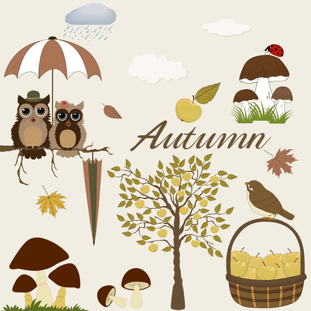 Set of autumn iconsのイラスト素材