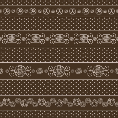 Seamless ornamental pattern with dots on brown backgroundのイラスト素材