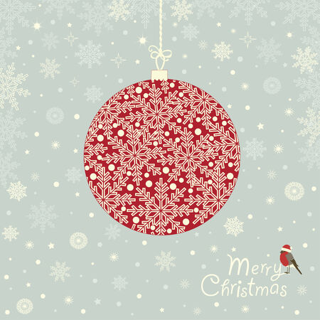 Greeting card with  ornamental Christmas ballのイラスト素材