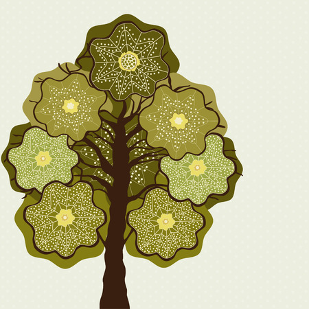 Card with abstract stylizet tree on background with dotsのイラスト素材