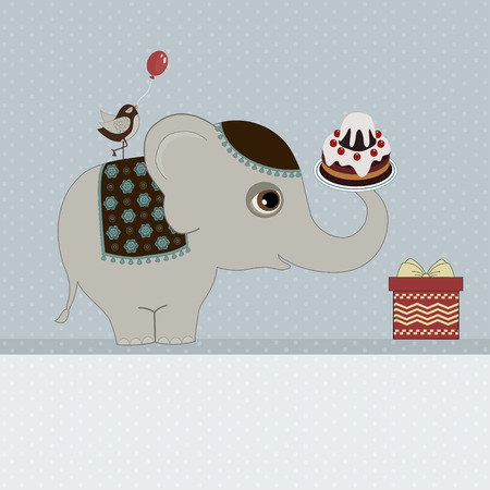 Happy birthday card with elephant and place for textのイラスト素材