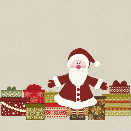 Christmas card with Santa Claus and gift packs and place for textのイラスト素材