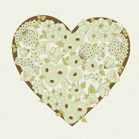 Card with floral heart, Happy Valentineのイラスト素材