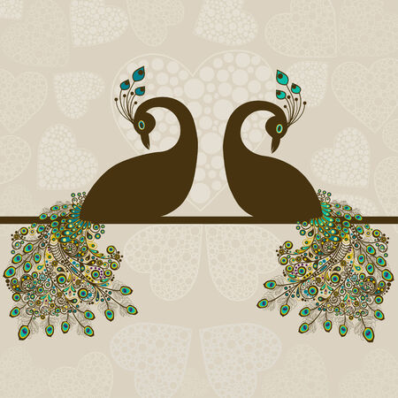 Card with abstract beautiful peacocksのイラスト素材