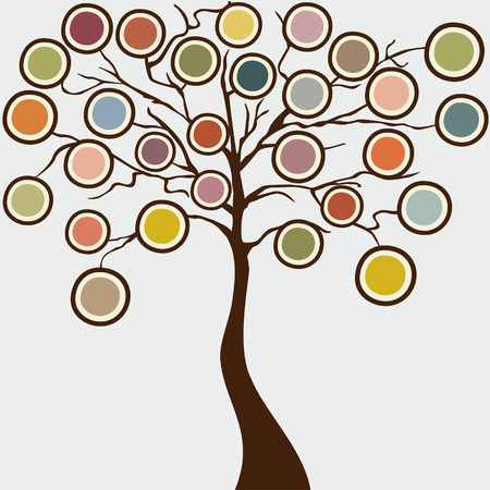 Abstract tree with speech bubble on blue backgroundのイラスト素材