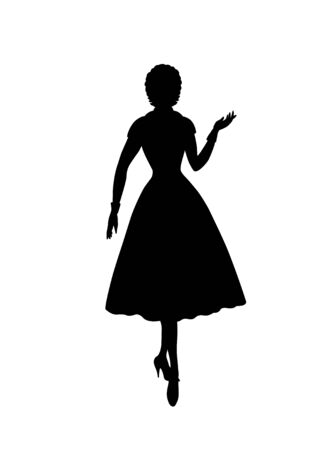 Retro woman silhouette on white backgroundのイラスト素材