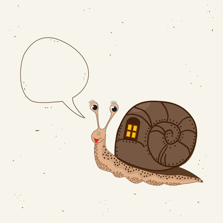 Cute snail with speech bubbleのイラスト素材
