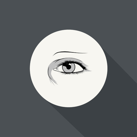 Illustration of eye icon with long shadowのイラスト素材