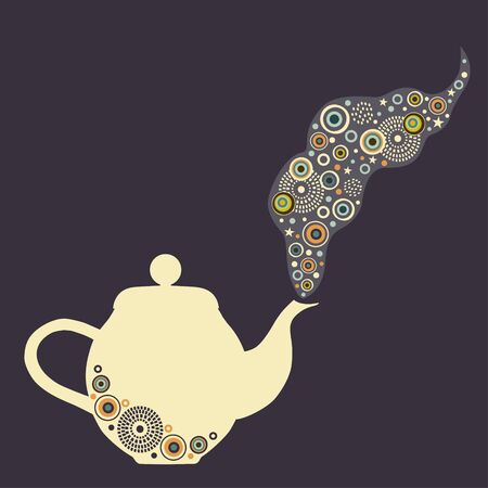 Stylized teapot with design elements and place for textのイラスト素材