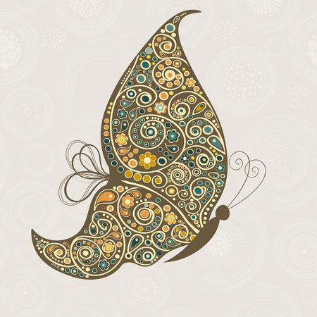 Greeting card with ornamental butterfly and place for textのイラスト素材