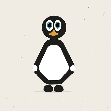 Abstract cute cartoon penguin on gray backgroundのイラスト素材