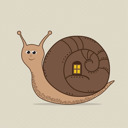 Cute cartoon snail on gray backgroundのイラスト素材