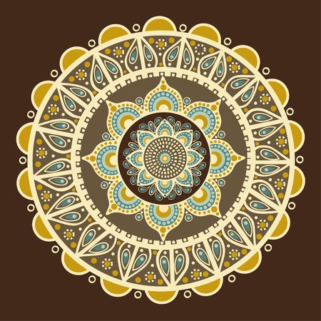 Ornamental round decoration on brown backgroundのイラスト素材