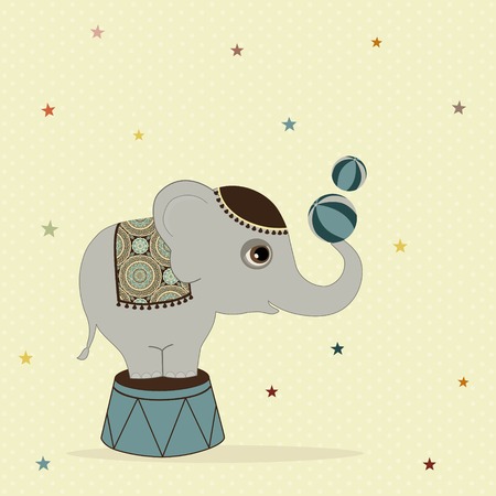 Cute elephant with two ballsのイラスト素材