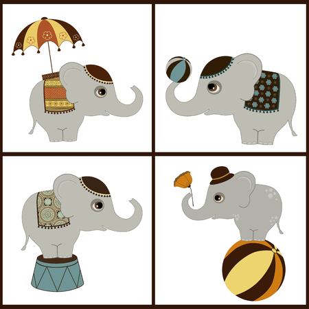 Four cute elephantsのイラスト素材
